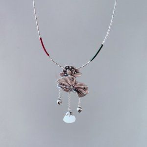 925 Silver Matte Lotus Leaf Necklace